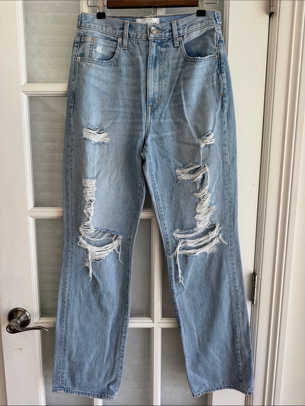 SLVRLAKE Jeans London with Tabs Mind Made Up Straight Distressed 100% Cotton 28